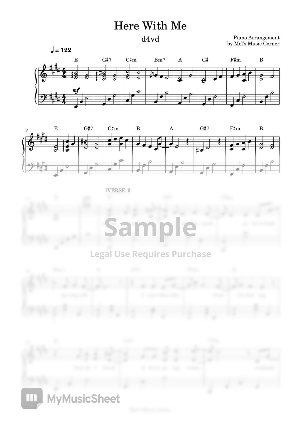 d4vd - Here With Me sheet music for piano download