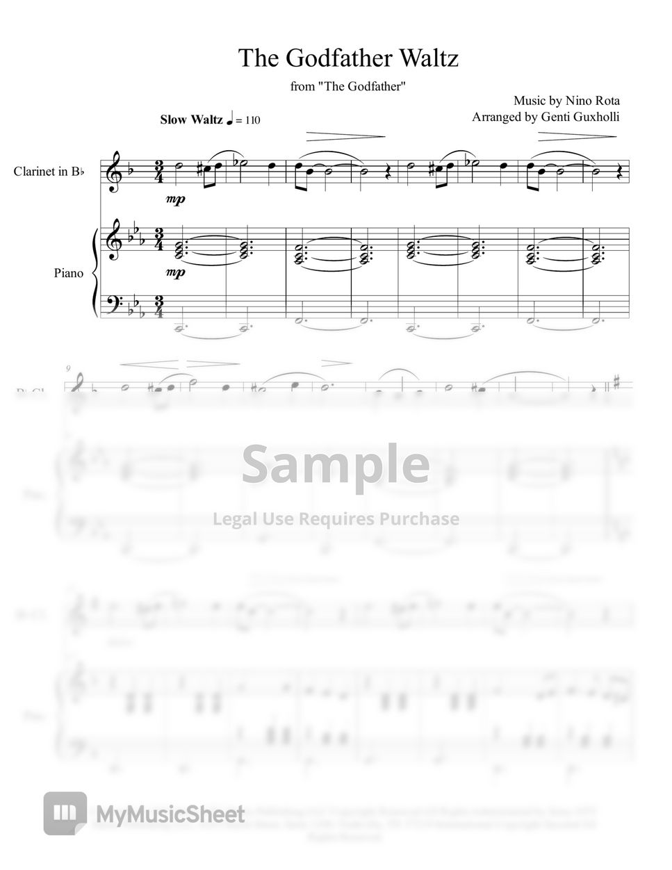 Nino Rota The Godfather Waltz Solo with Piano