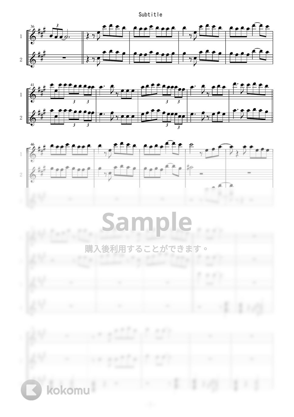 Official髭男dism - Subtitle (in C / ＋3 /ハモリ有り/フルート/オーボエ/ silent / 女性キー) by enorisa