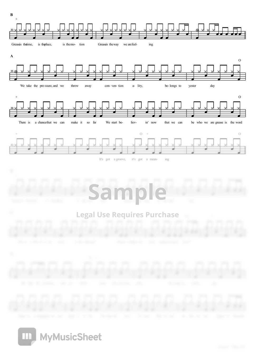 Frankie Valli Grease Sheets by COPYDRUM