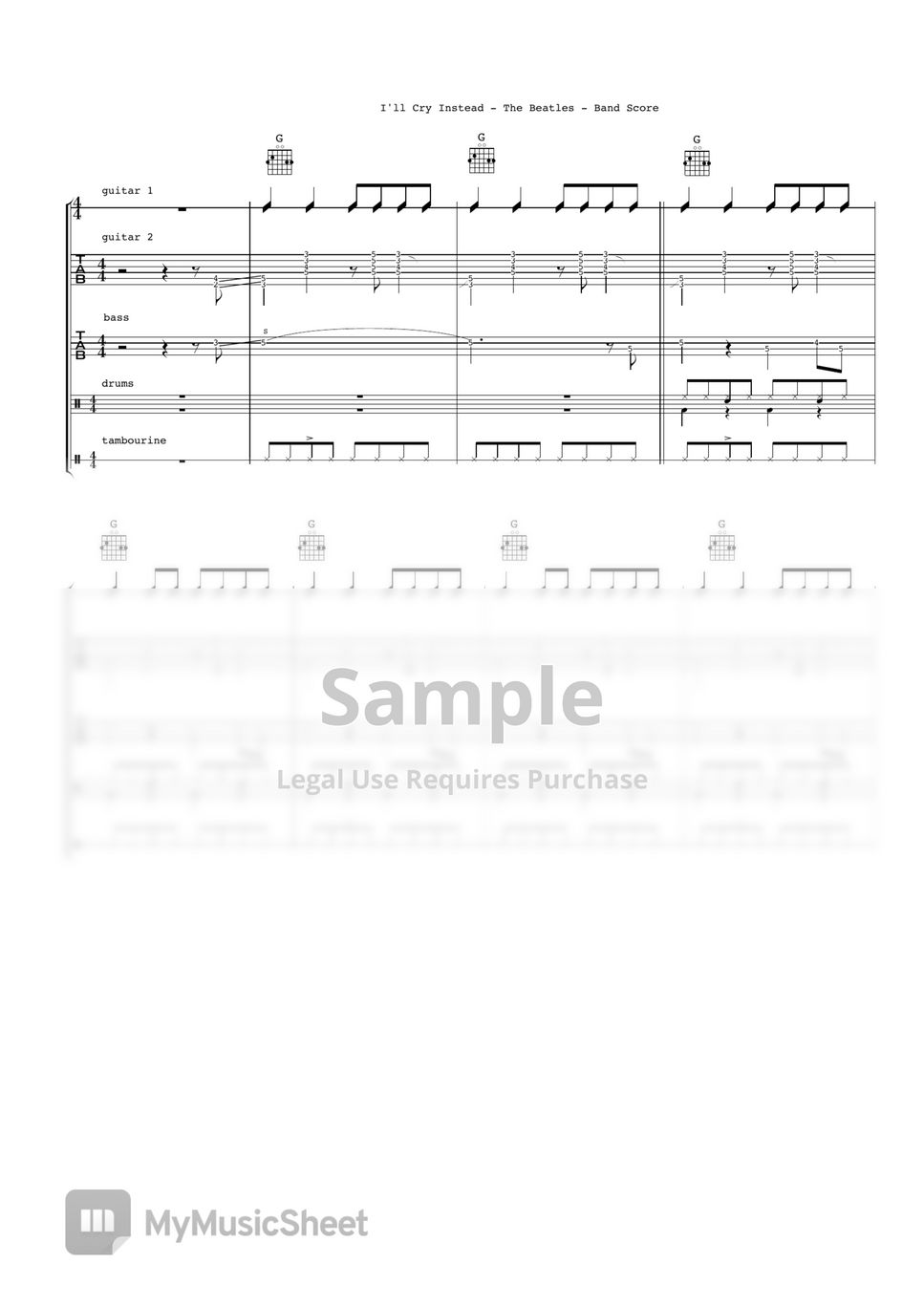 The Beatles - I'll Cry Instead (Band Score) by Ryohei Kanayama