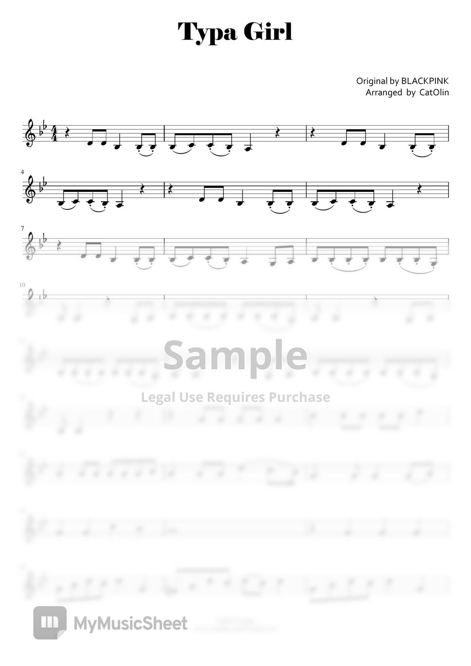 블랙핑크 Typa Girl 樂譜 by 캣올린CatOlin