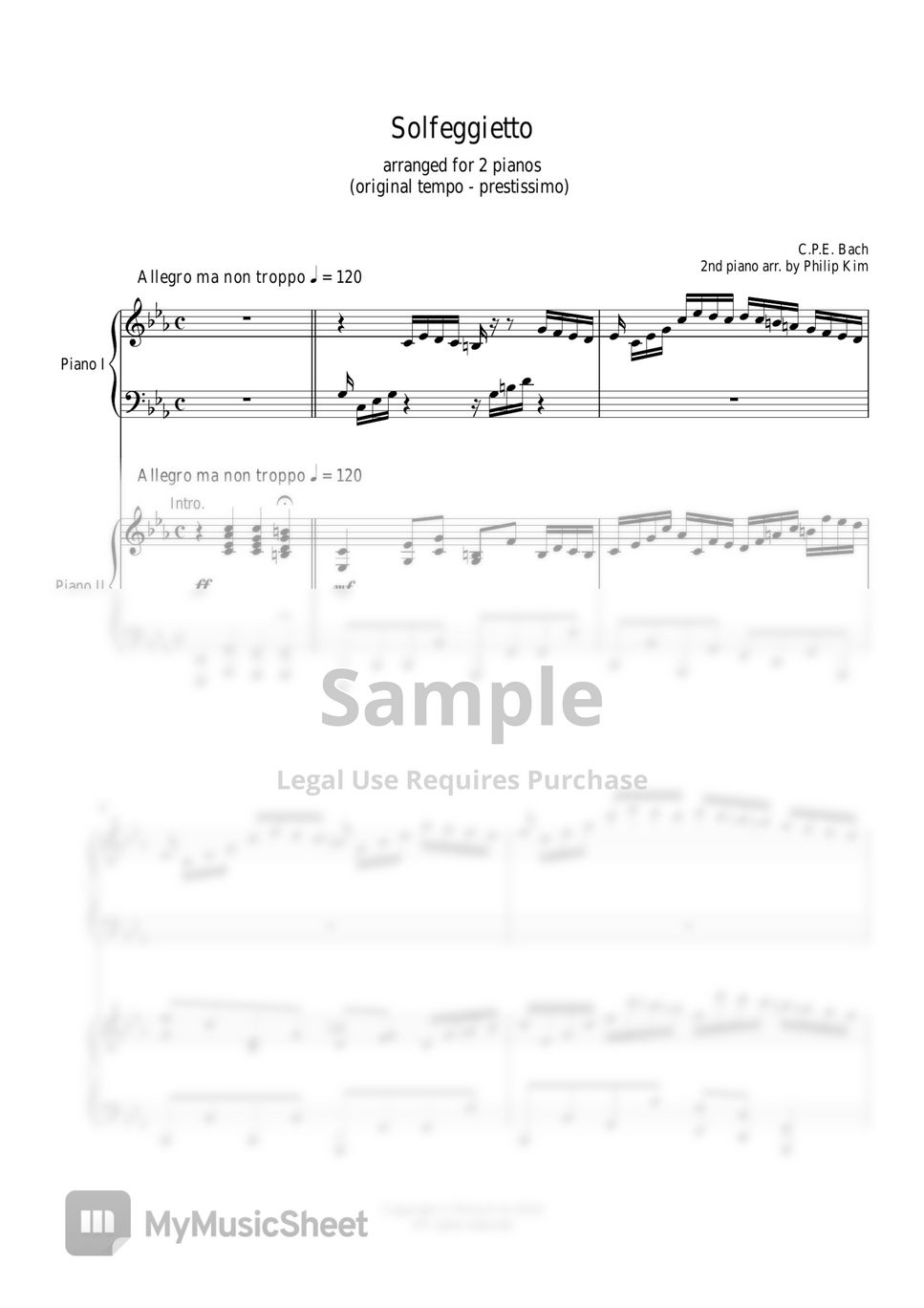 C.P. E. Bach - Solfeggietto arranged for 2 pianos by Philip Kim