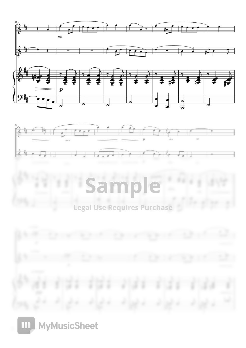 E.Elgar - Salut d'amour (Ddur・Piano trio (flute, violin)) by pfkaori
