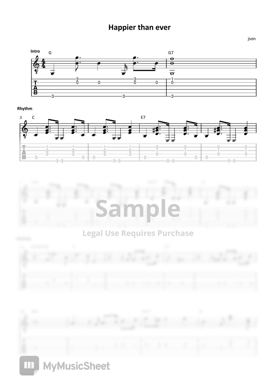 Billie Eilish Happier than ever Sheets by json