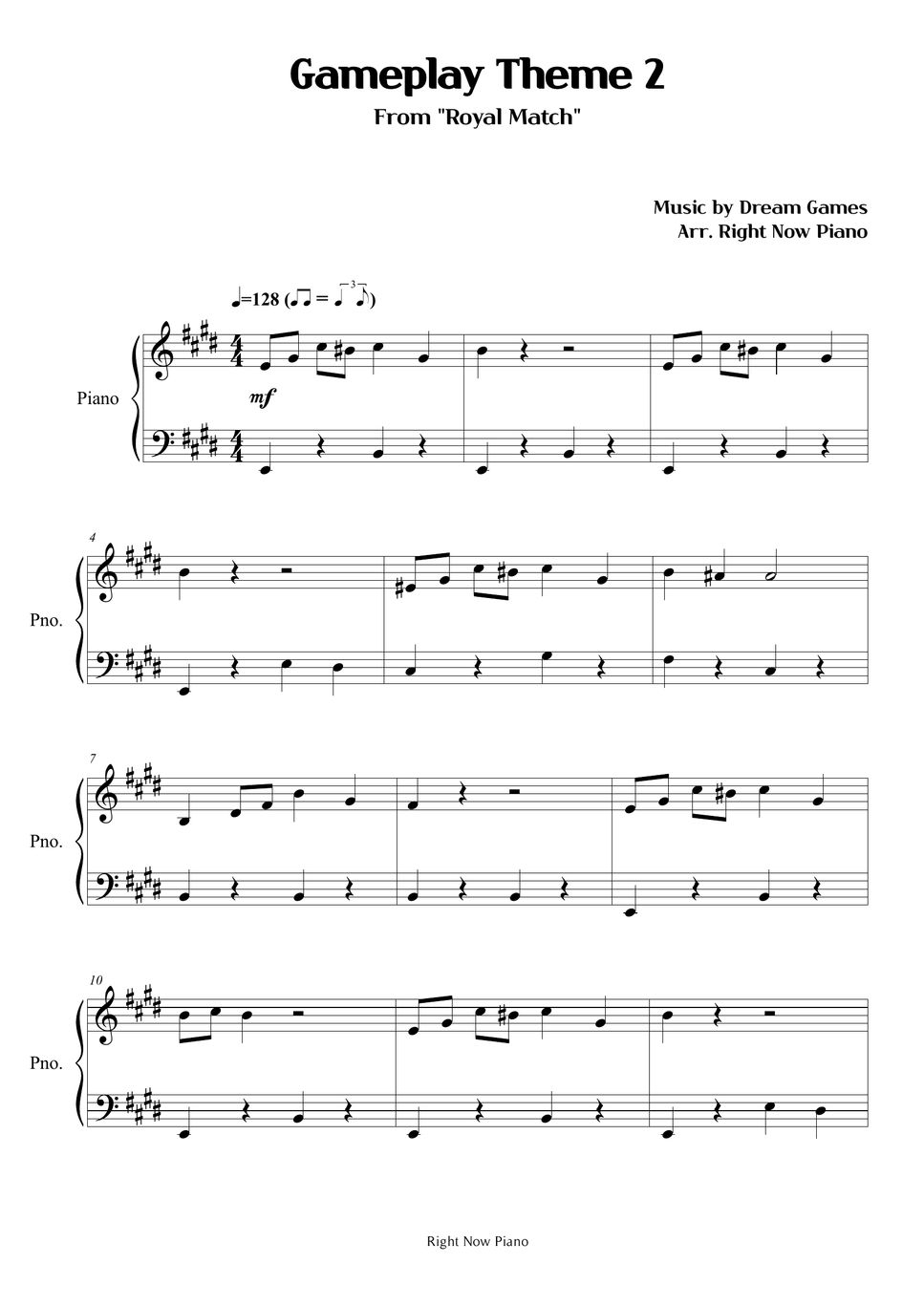 Royal Match - Gameplay Theme 2 Sheets by Right Now Piano