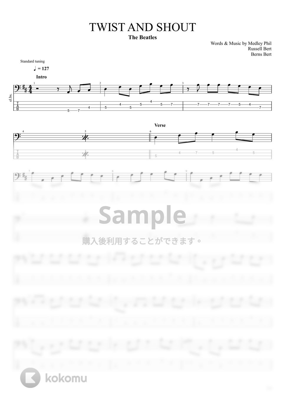 ビートルズ - TWIST AND SHOUT タブ+五線譜 by まっきん