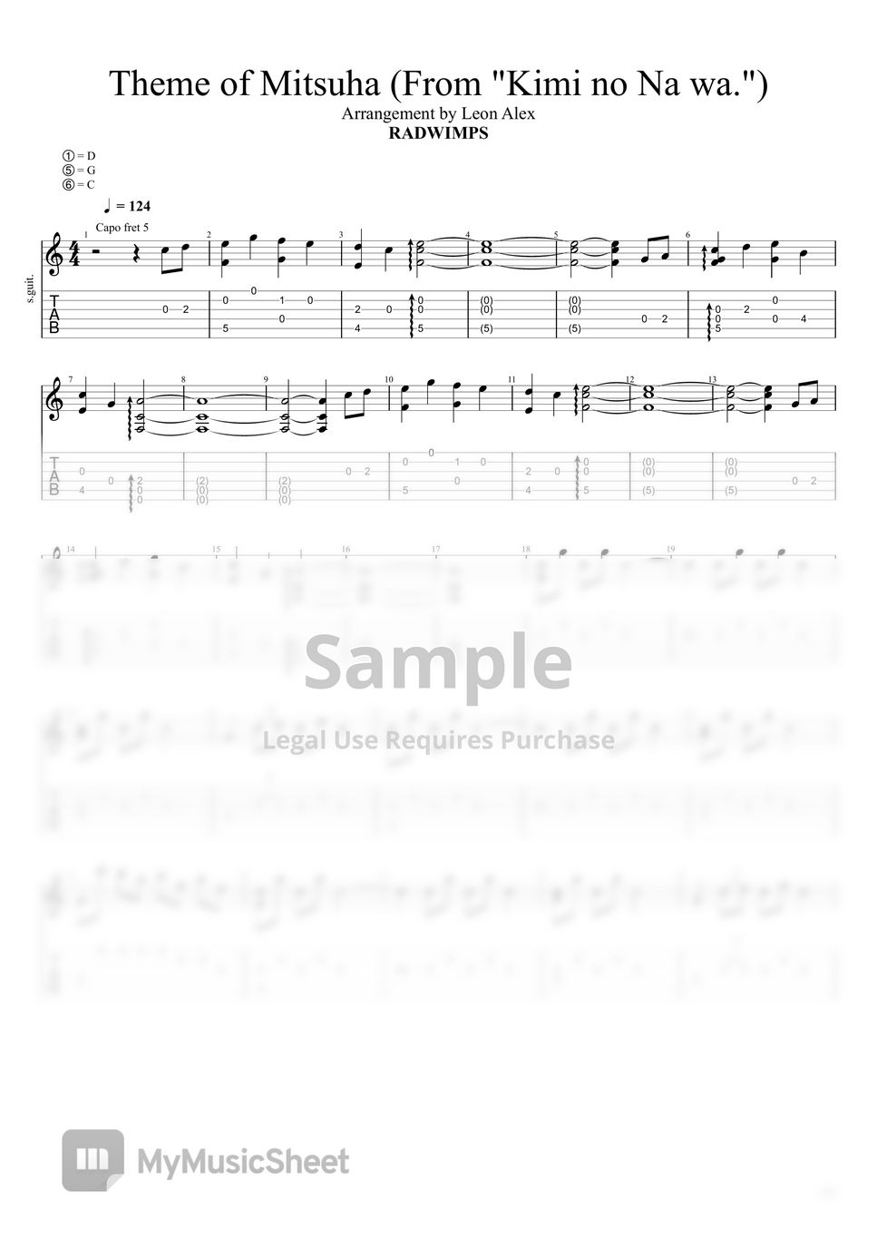 RADWIMPS - Theme of Mitsuha (From &quot;Kimi no Na wa.) by Leon Alex