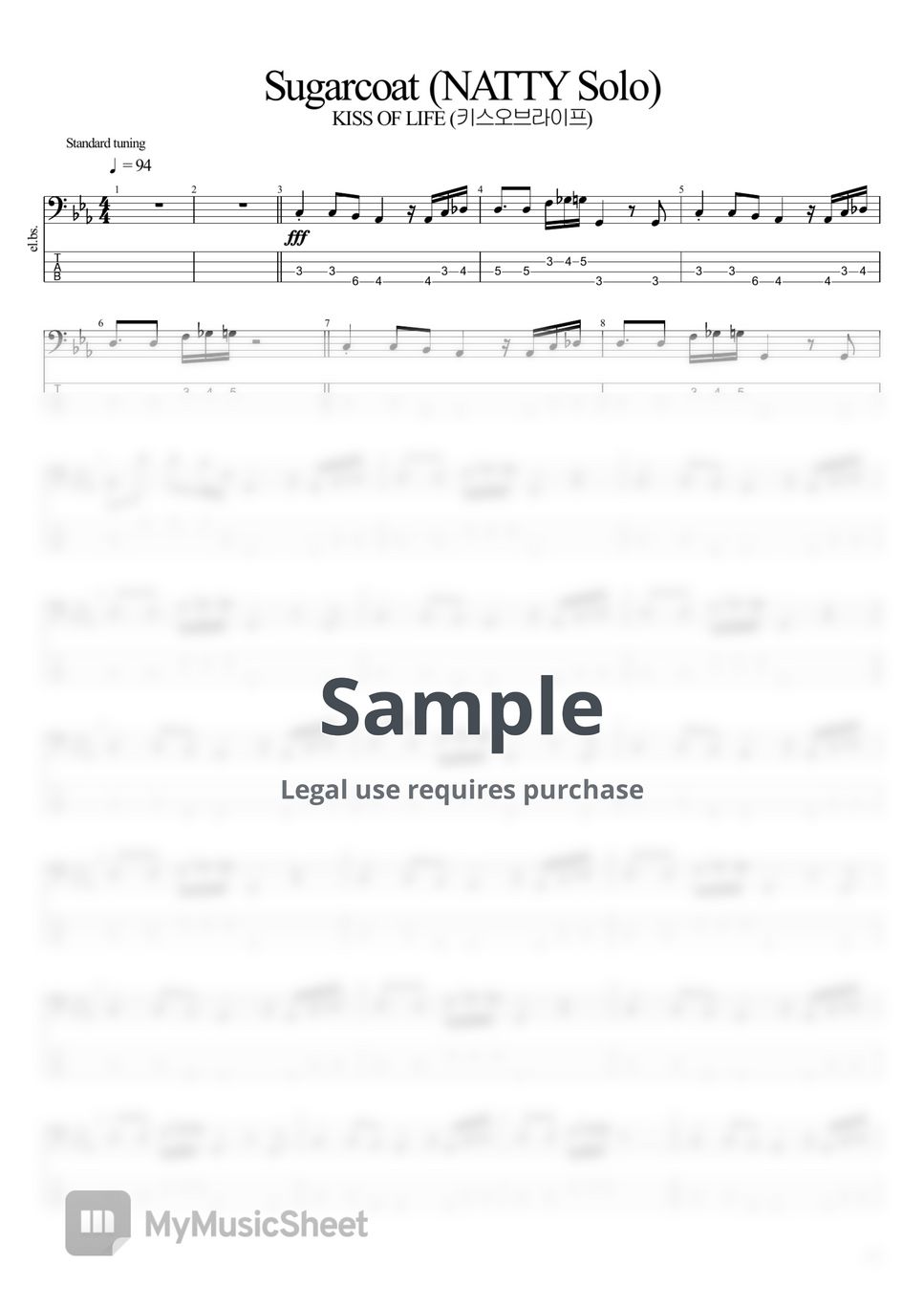 KISS OF LIFE (키스오브라이프) - Sugarcoat (NATTY Solo) Tab + 1staff by BassBlur