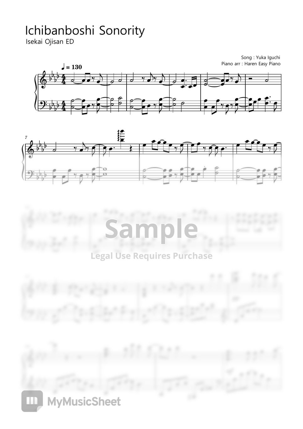 Isekai Ojisan ED - Ichibanboshi Sonority (Normal ver) by Haren Easy Piano