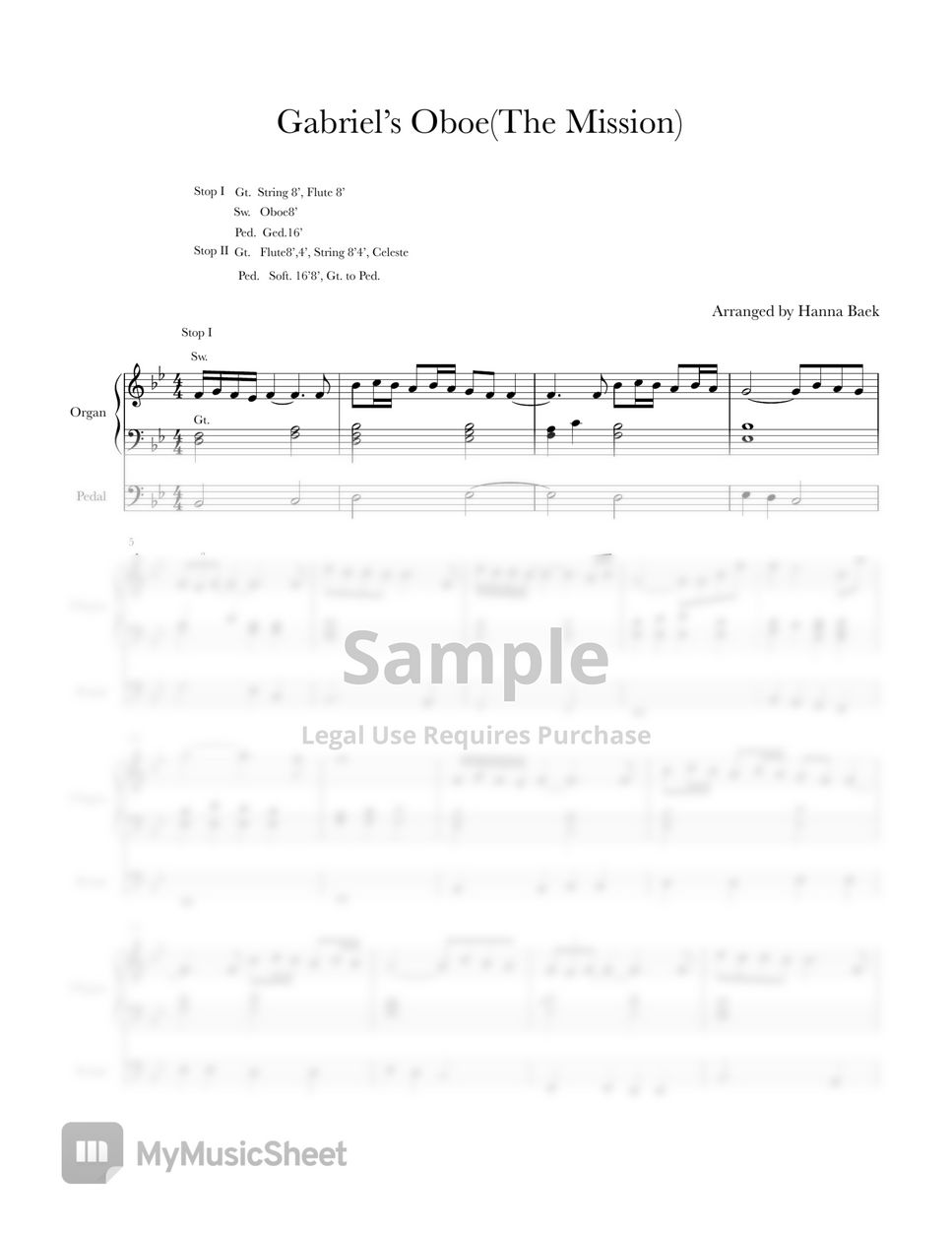 Ennio Morricone Gabriel’s Oboe(The Mission OST) 악보 by Blessing Memory