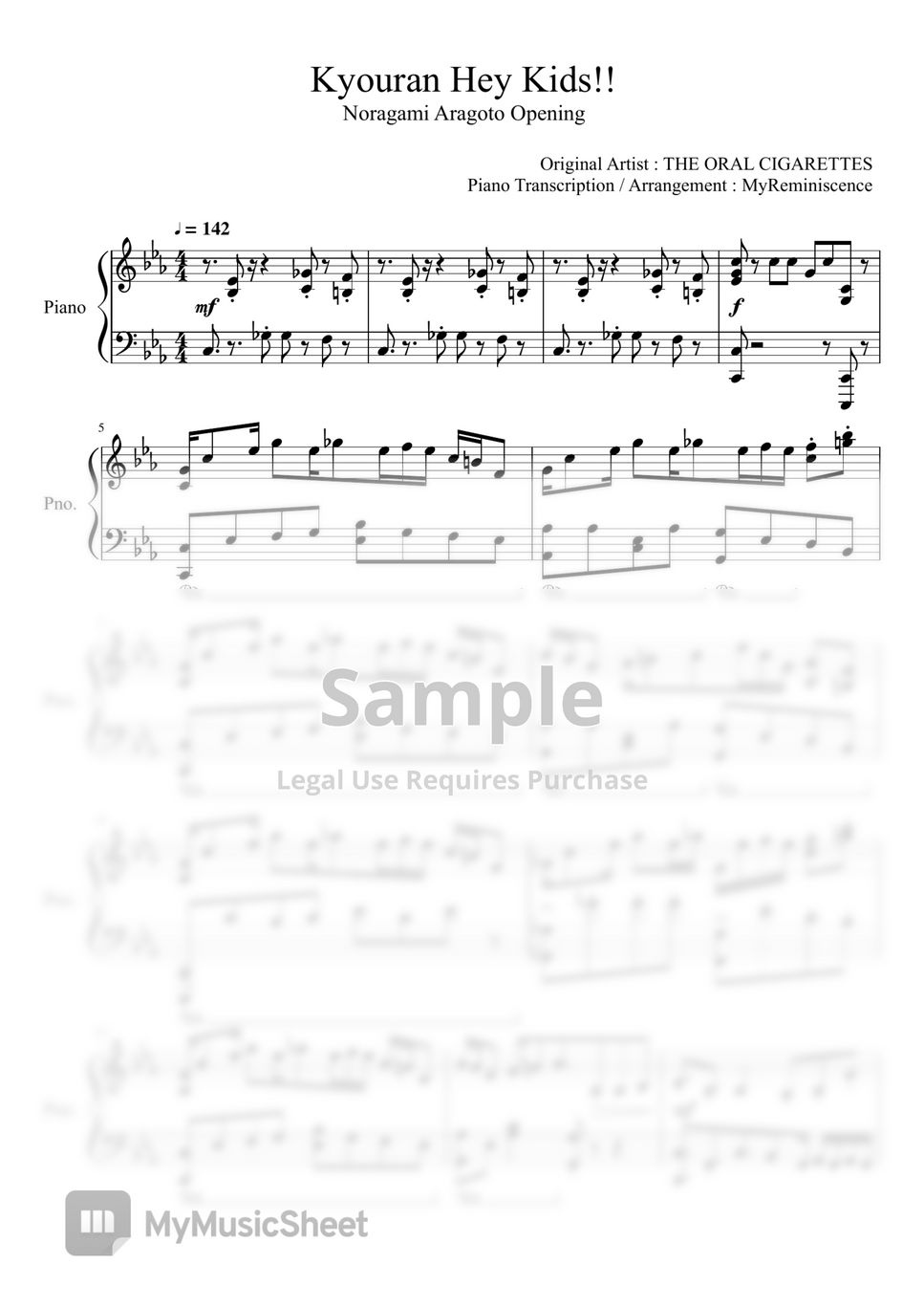 Noragami Aragoto OP: Kyouran Hey Kids Sheet music for Piano (Solo