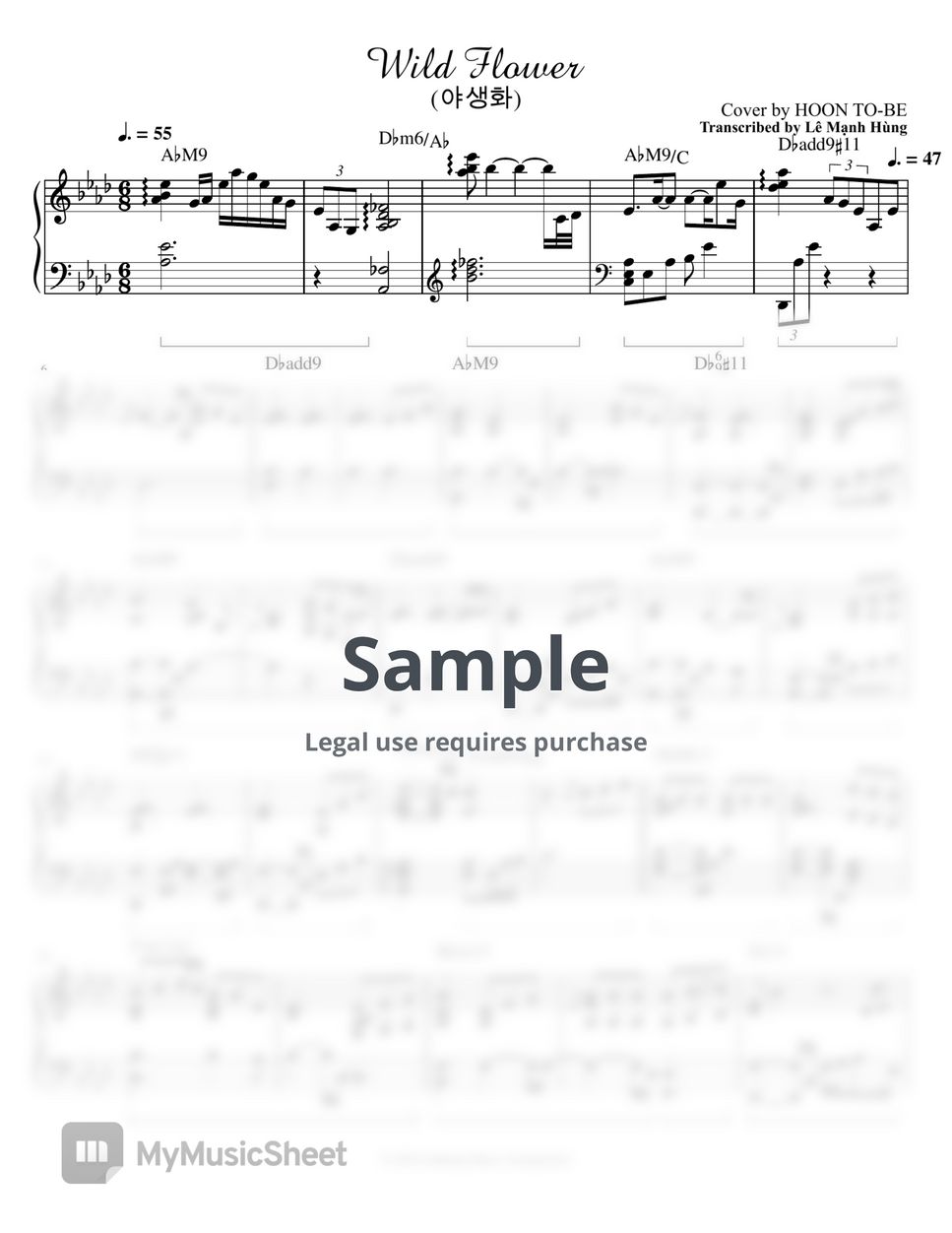 Cover by hoon to be wild flower transcribed by le manh hung