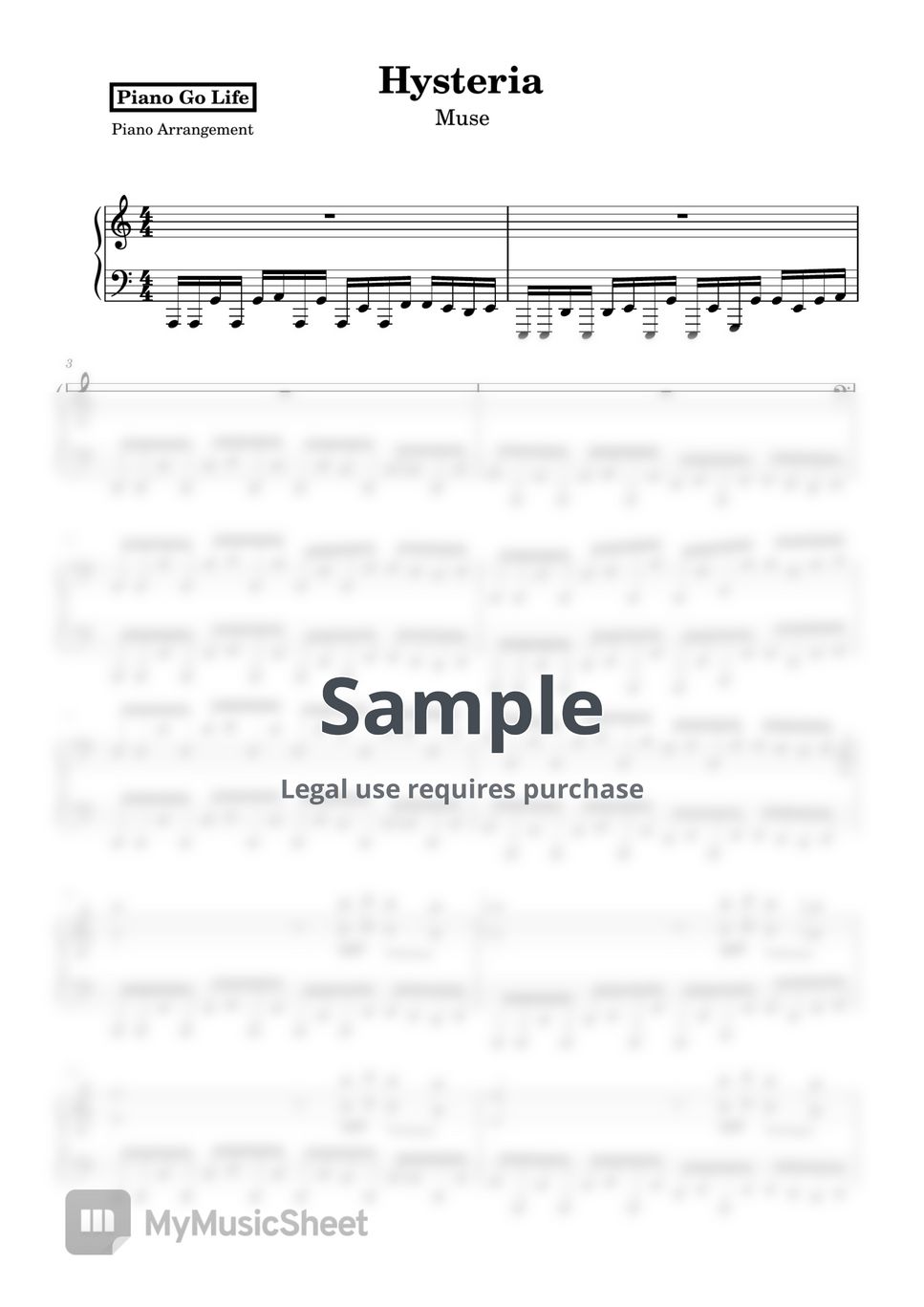 Muse - Hysteria by Piano Go Life