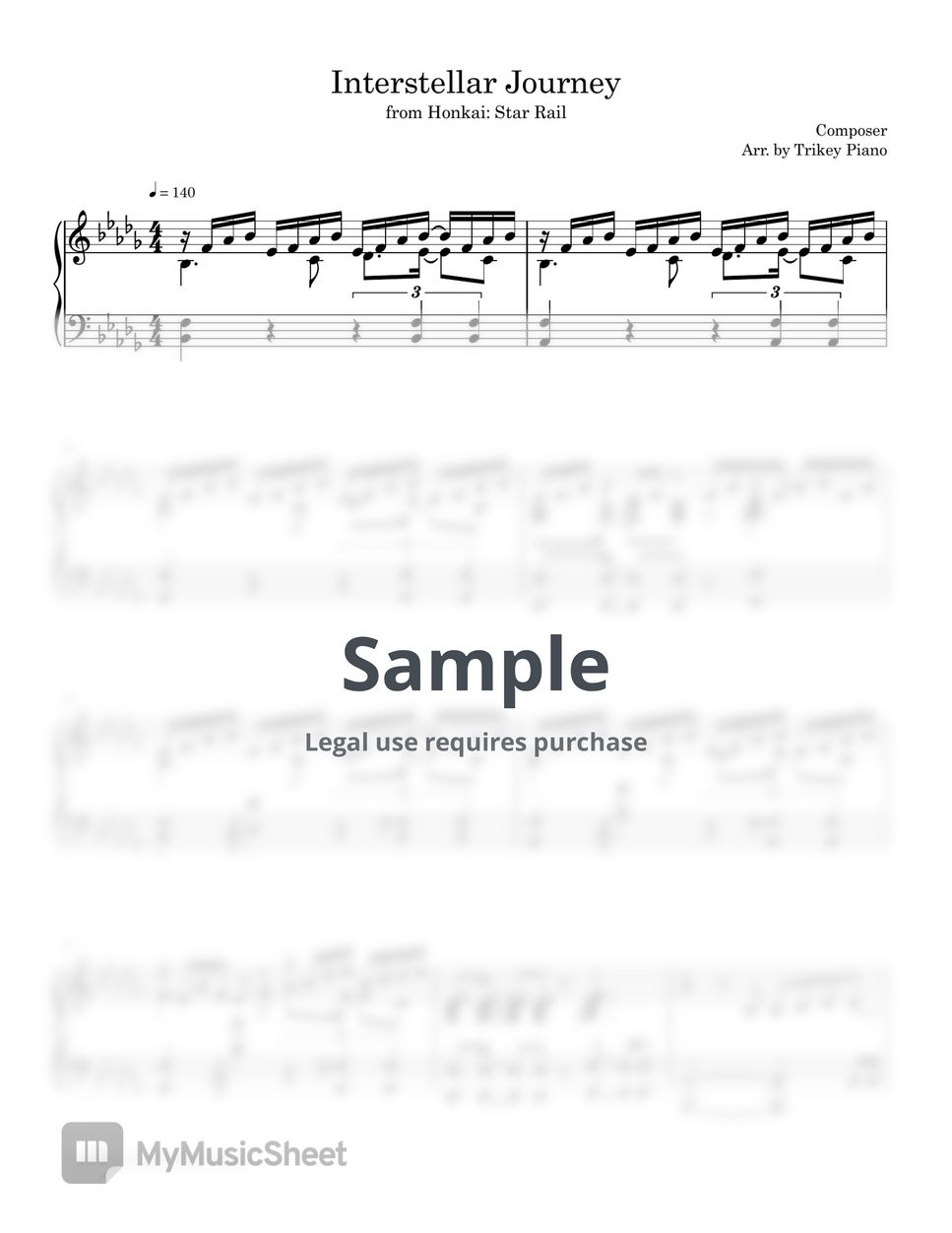 Dimeng Yuan - Interstellar Journey Sheets by Trikey Piano