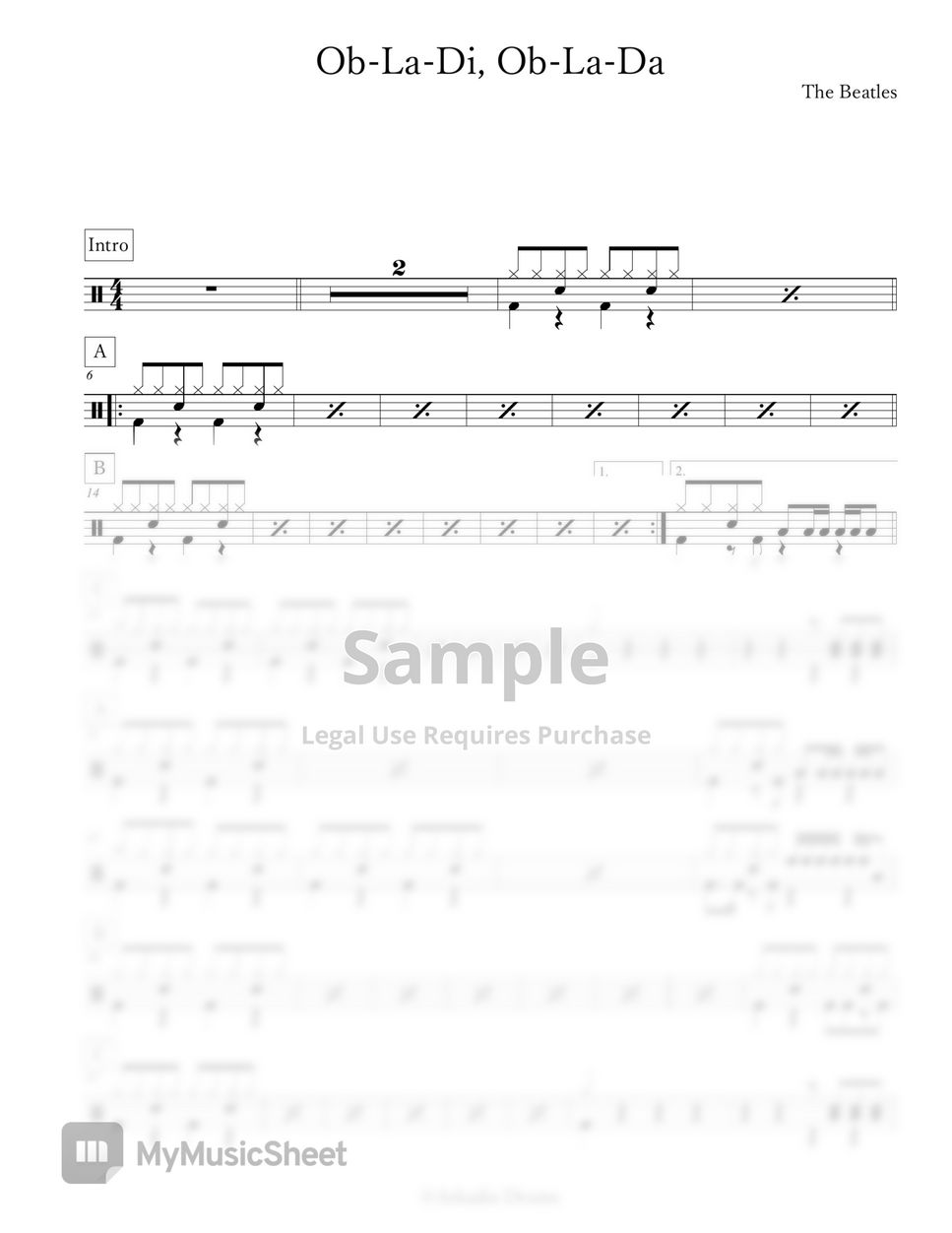 the-beatles-ob-la-di-ob-la-da-sheets-by-arkadia-drums