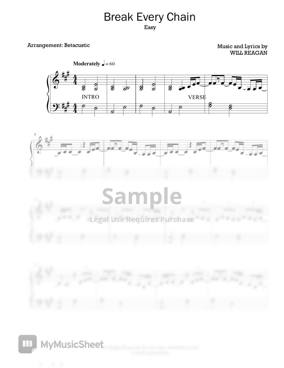 Break Every Chain Tash Cobbs (Easy Piano) Sheets by Betacustic