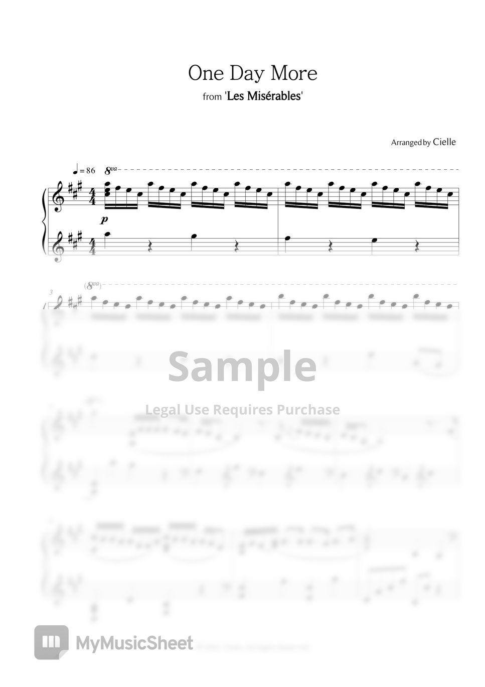 Les mis rables ost one day more piano solo sheets by cielle