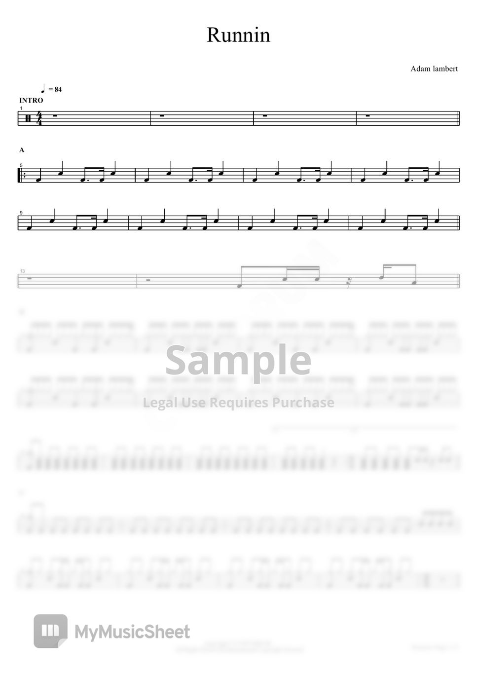 Adam lambert - Runnin Sheets by COPYDRUM