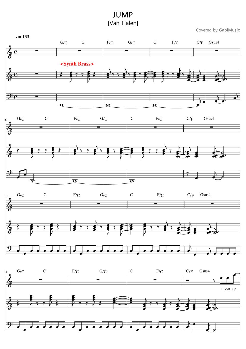 Van Halen Jump (Synth.) Partition musicale by Gabi Band