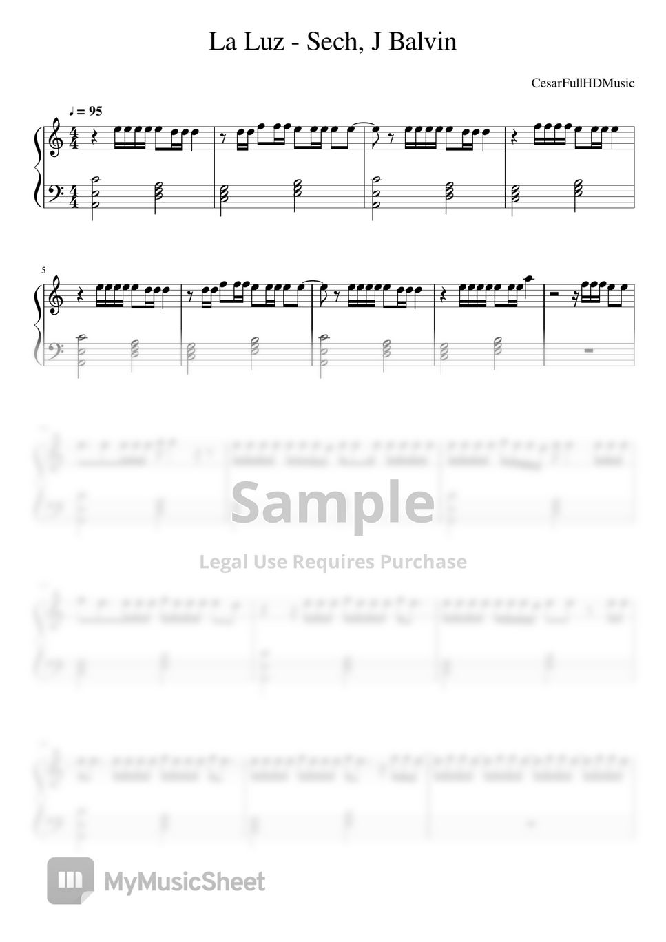 Sech, J Balvin La Luz Sheets
