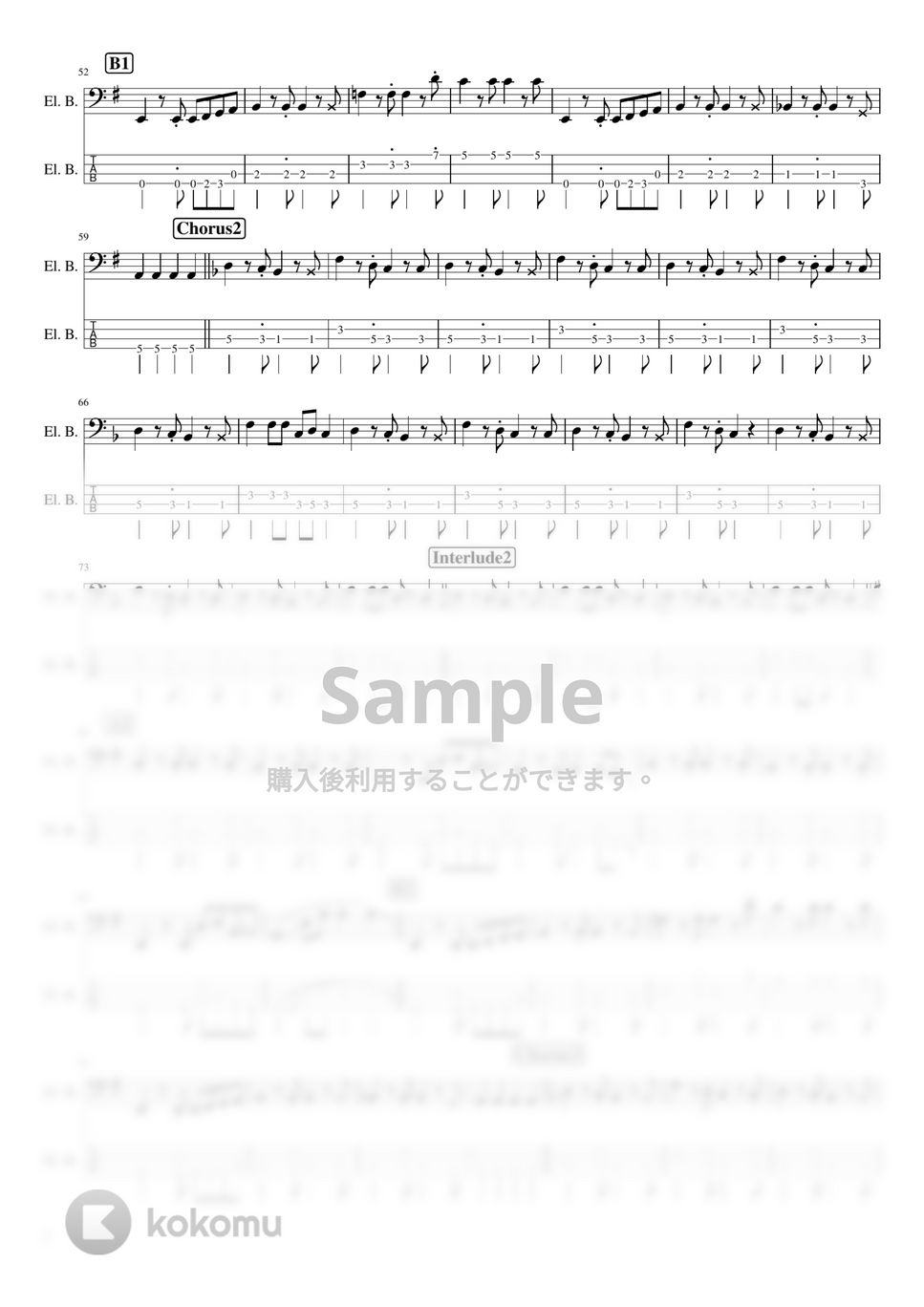宇多田ヒカル - Beautiful World (PLANiTb Acoustica Mix/ ベース / TAB) by TARUO's_Bass_Score