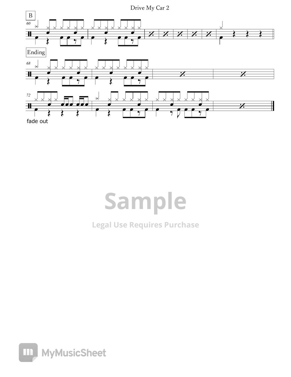 The Beatles - Drive My Car Sheets by Arkadia Drums