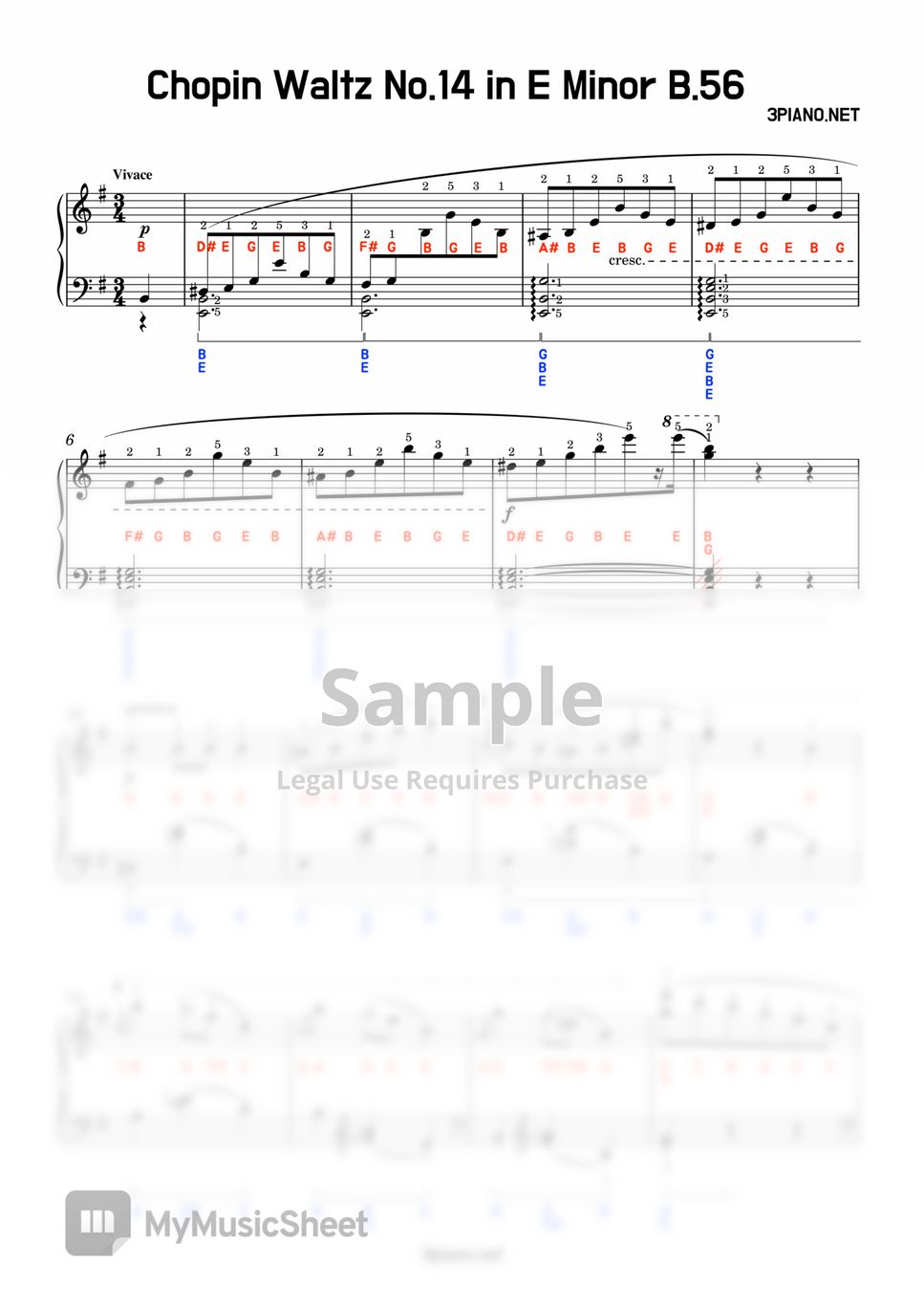 F.Chopin - Waltz No.14 , B.56 (note sheet) by 3분피아노
