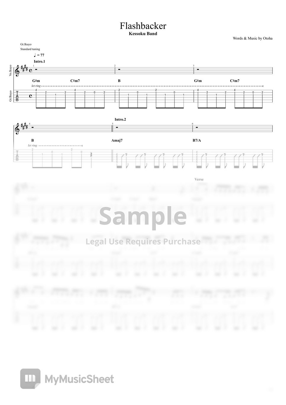 Afterlife sheet music for guitar (tablature, play-along) v2