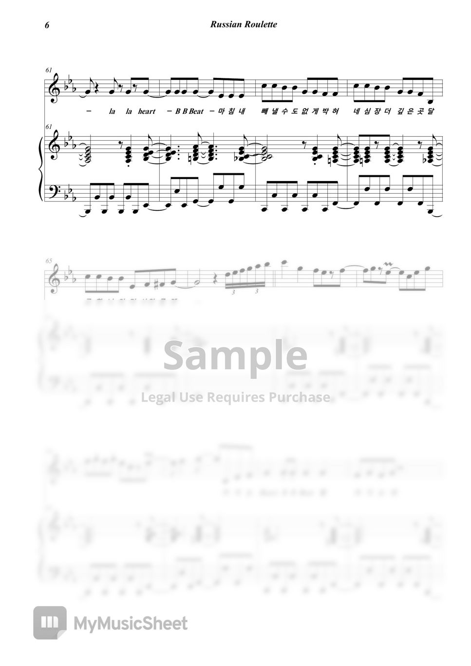 Red Velvet Russian roulette 2 Sheet music for Piano (Mixed Quartet)
