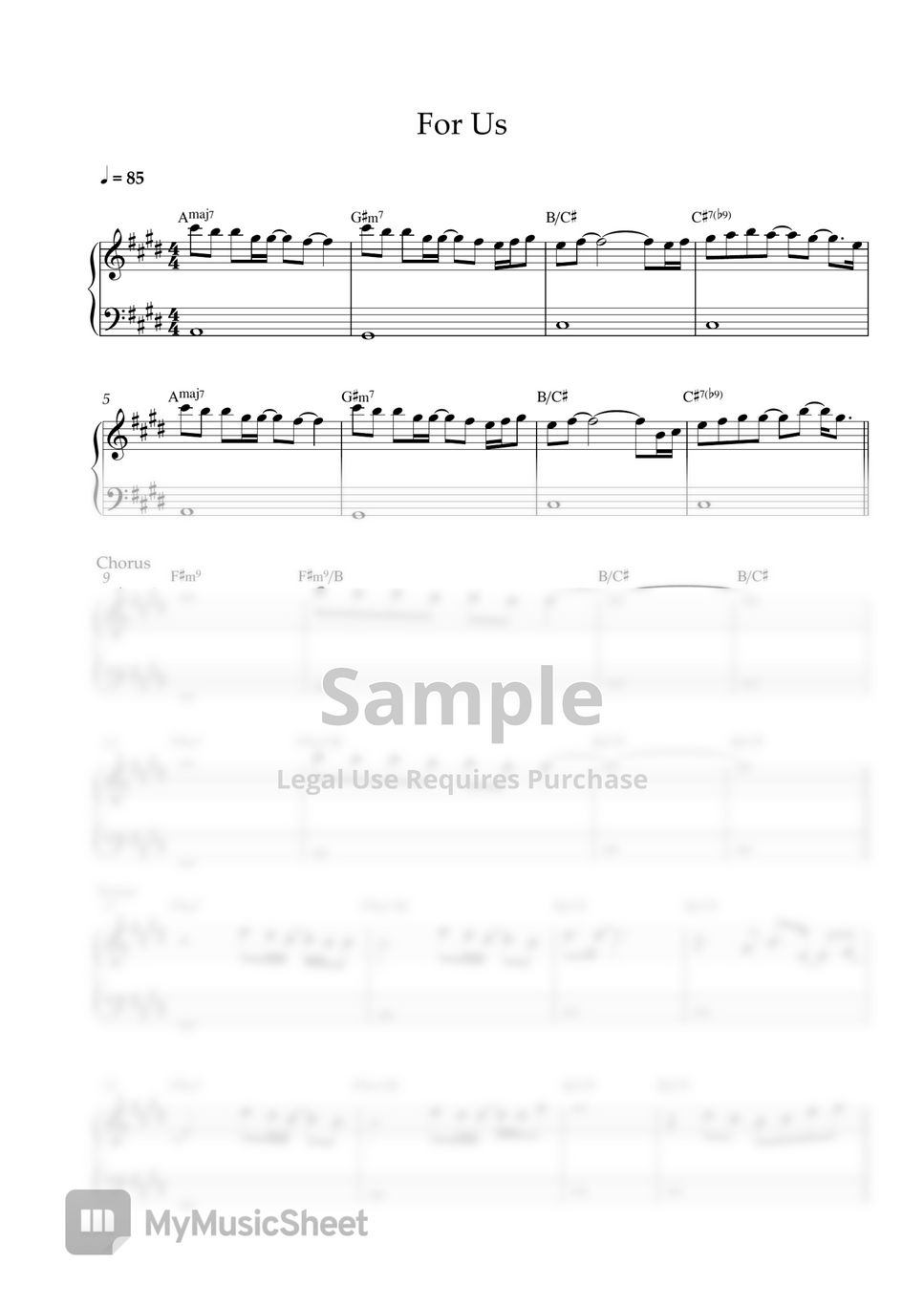 BTS V - For Us (EASY PIANO SHEET) Sheets by Pianella Piano