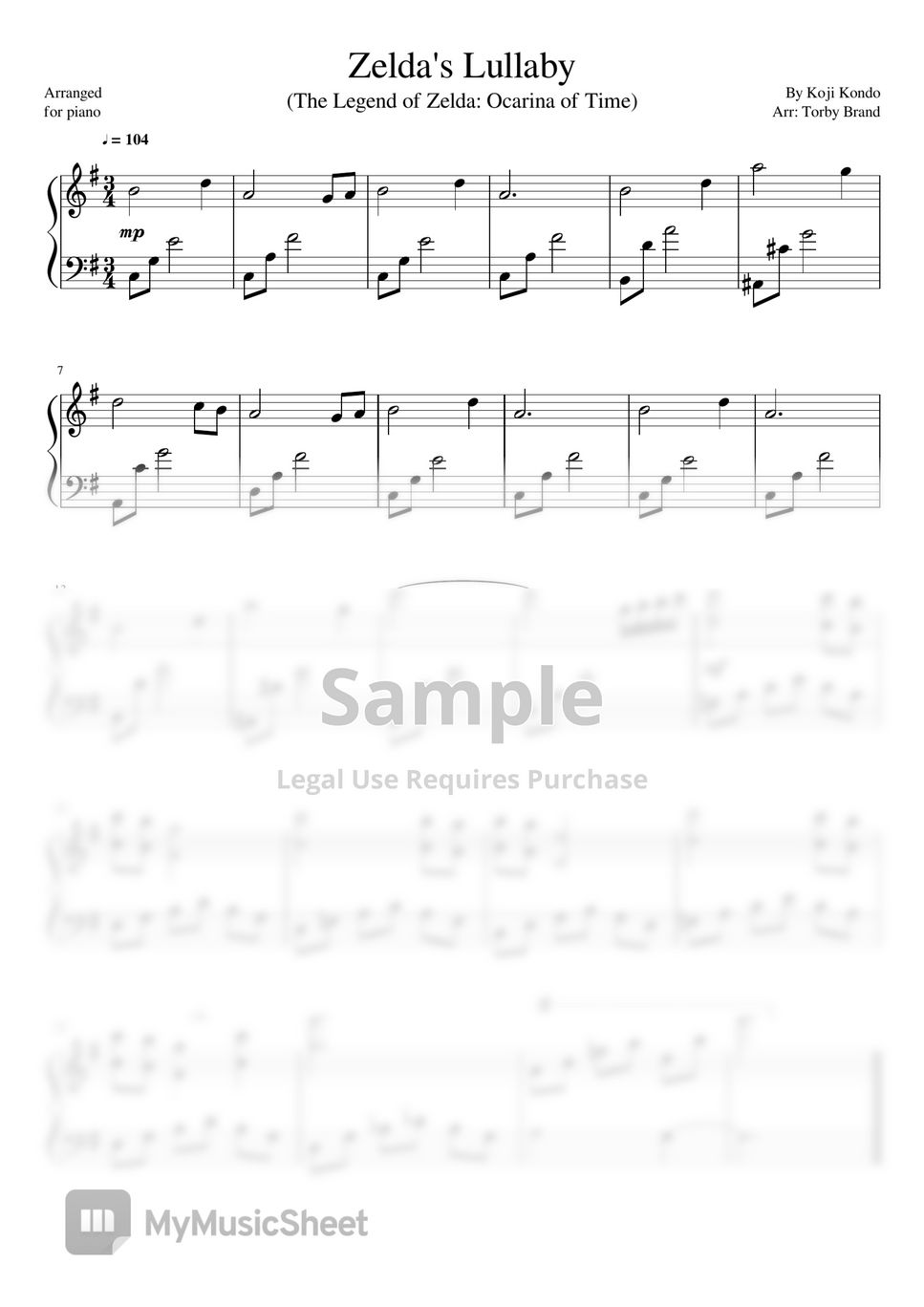 Zelda's Lullaby - Piano Sheet music for Piano (Solo)