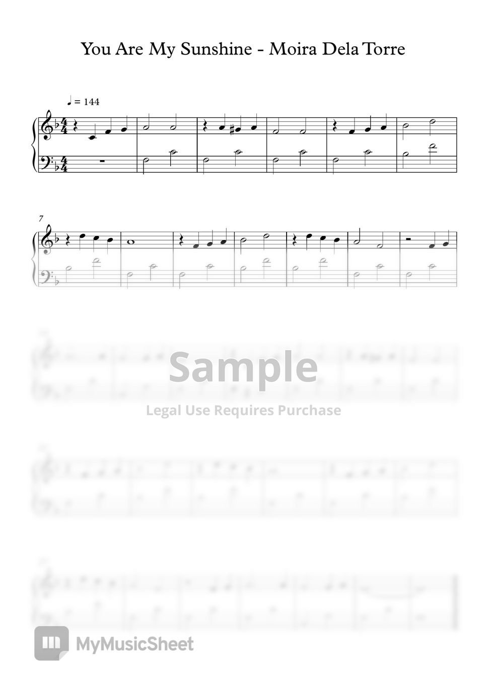 Moira Dela Torre You Are My Sunshine (EASY) 악보 by SlowEasyPiano