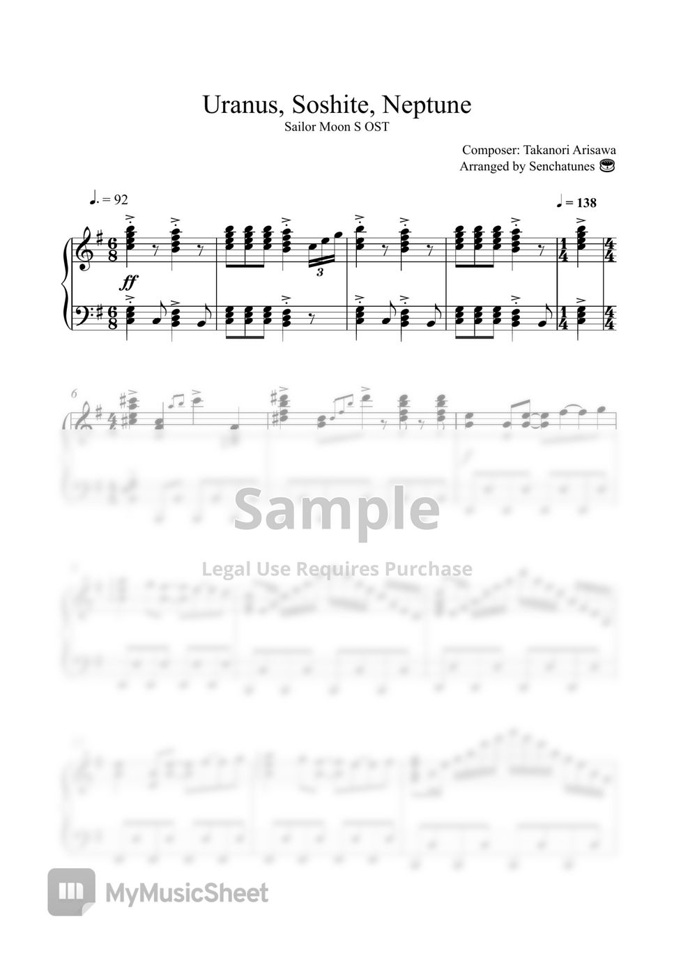 Sailor moon s ost uranus soshite neptune outer senshi theme sheets