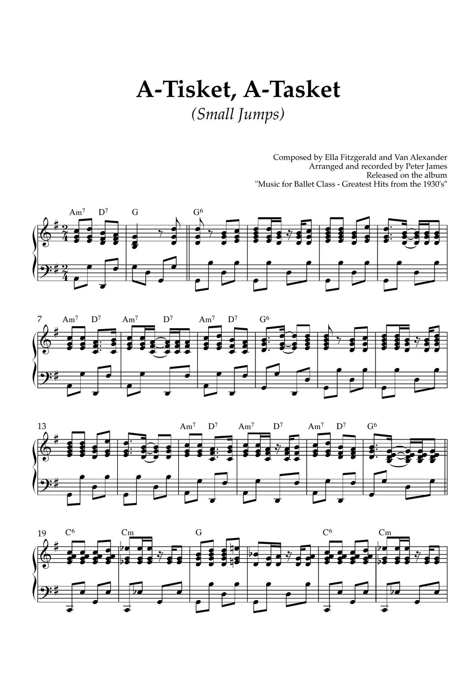 Ella fitzgerald a tisket a tasket small jumps sheet by peter james