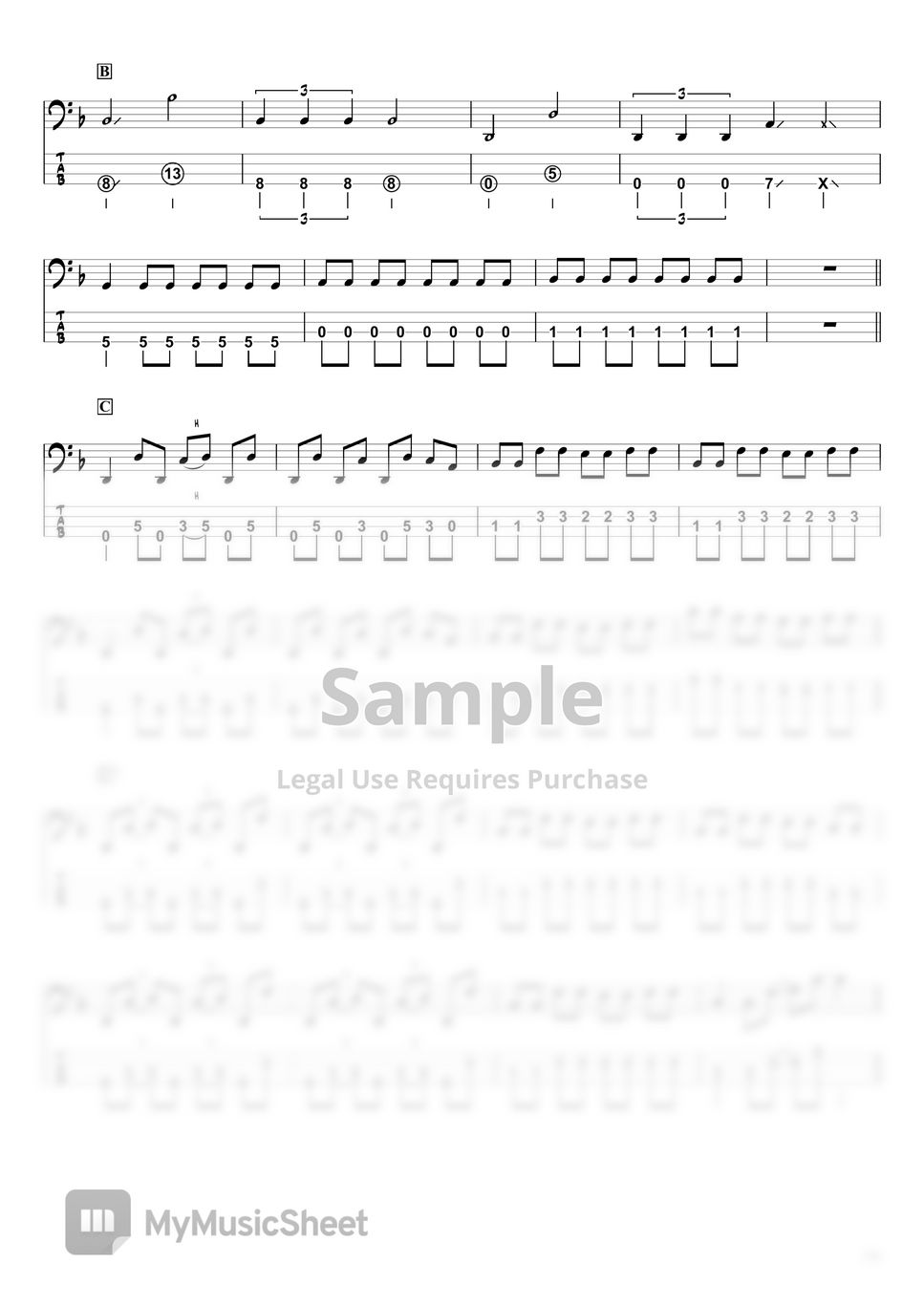 Kessoku band ano band basstab 4strings sheets by swbass