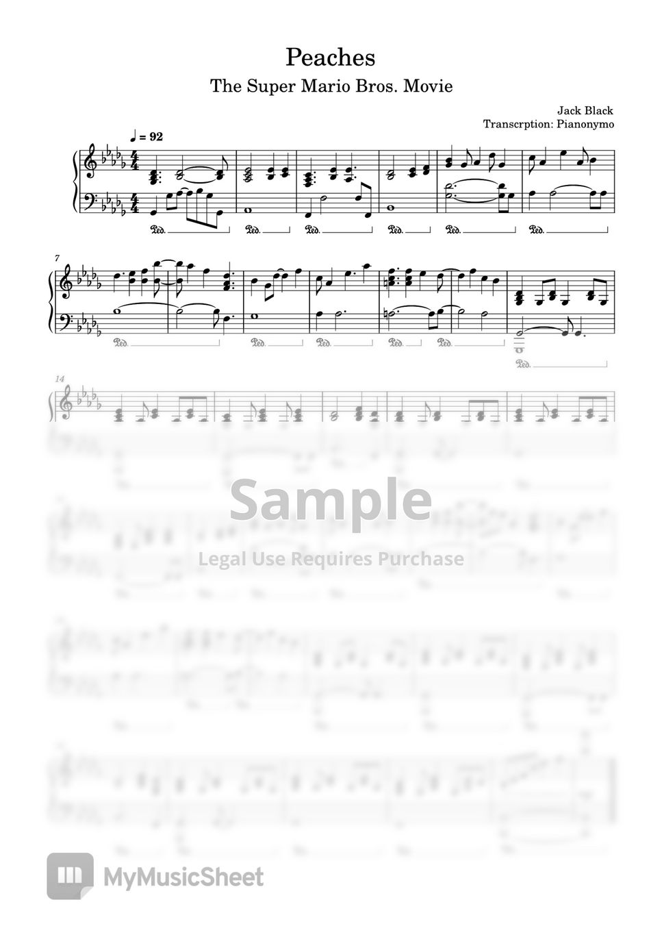 Peaches – Jack Black Sheet music for Piano (Solo) Easy