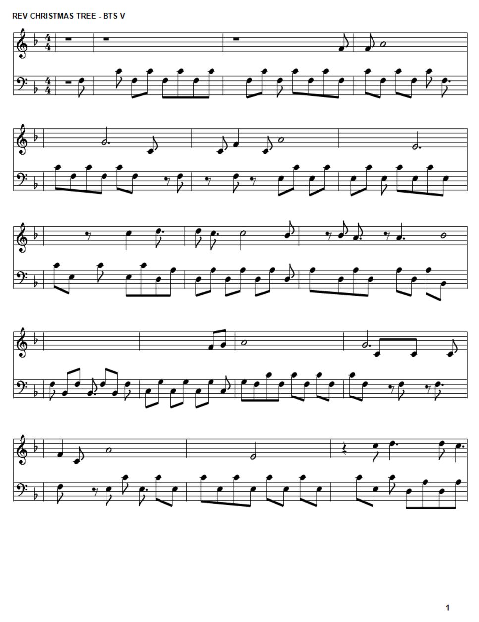 Our Beloved Summer Christmas Tree (K Drama OST) Sheet by V BTS