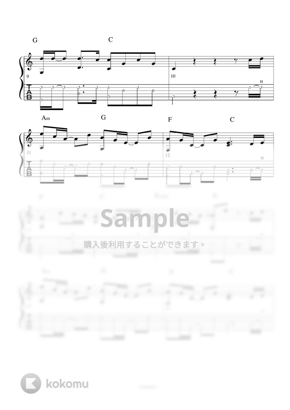 米津弦師 - Lemon (アコギソロギター演奏動画付TAB譜) by バイトーン音楽教室