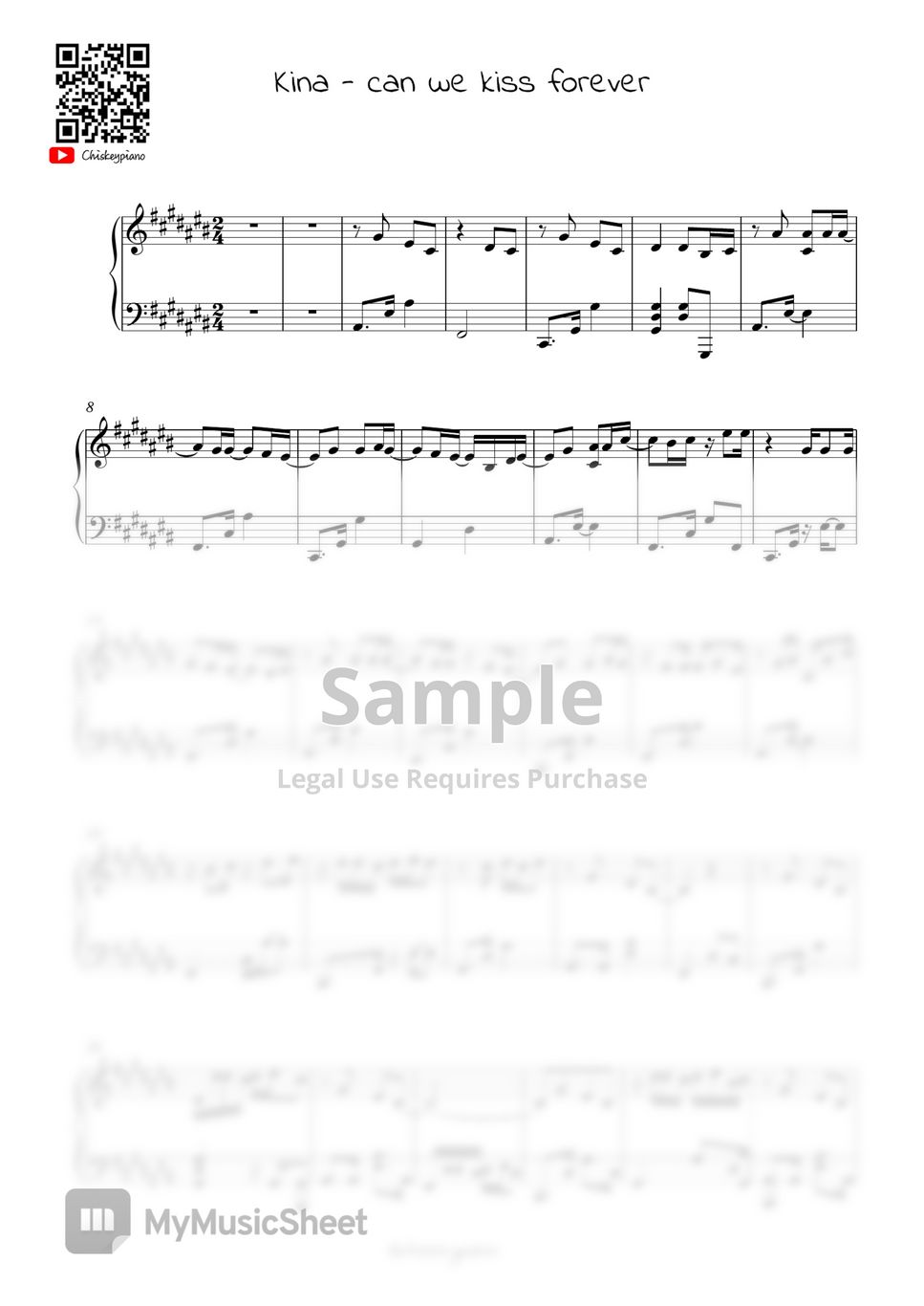 kina Can We Kiss Forever Sheets by chiskeypiano