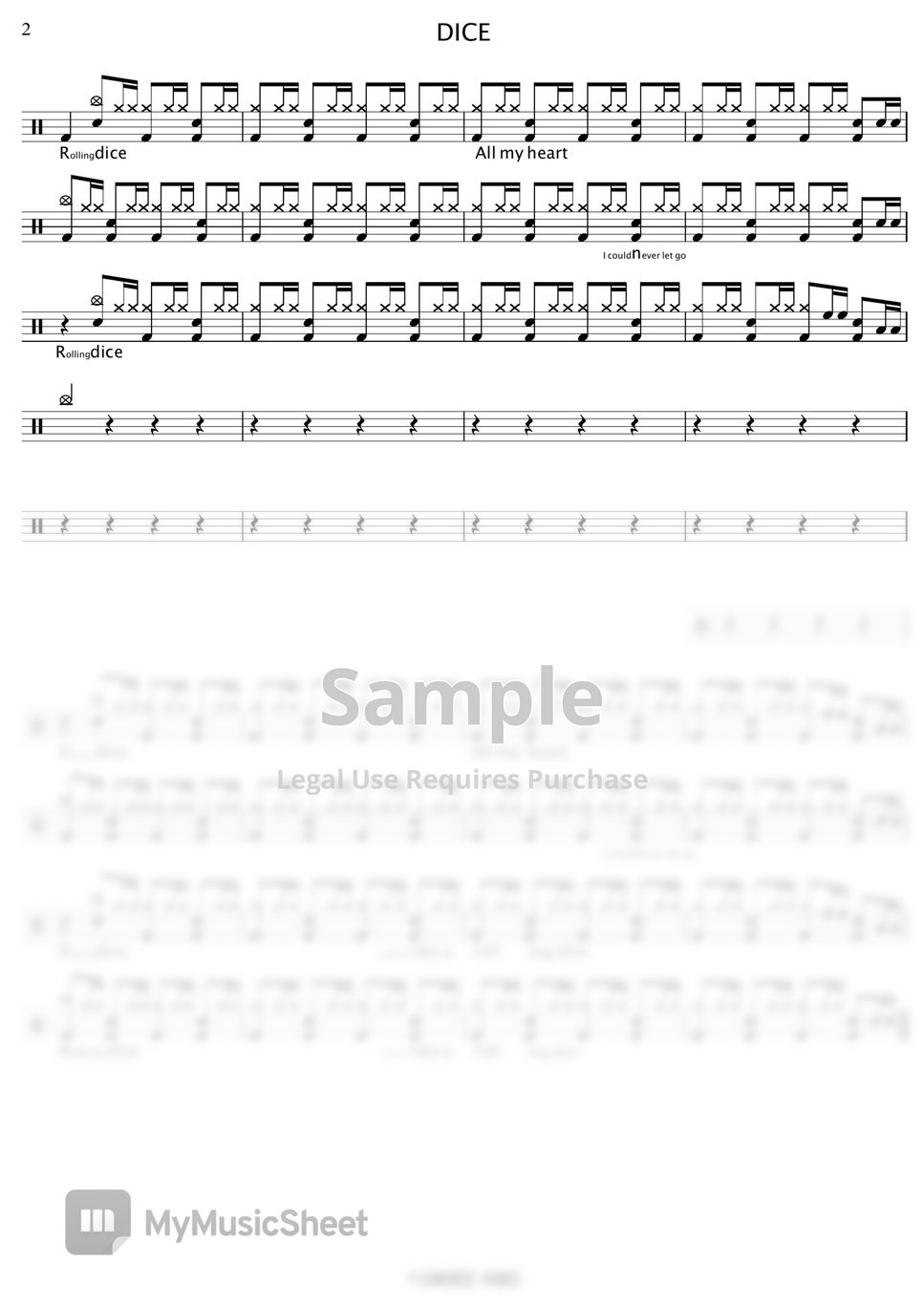 ONEW(온유) DICE Sheets by Gwon's DrumLesson