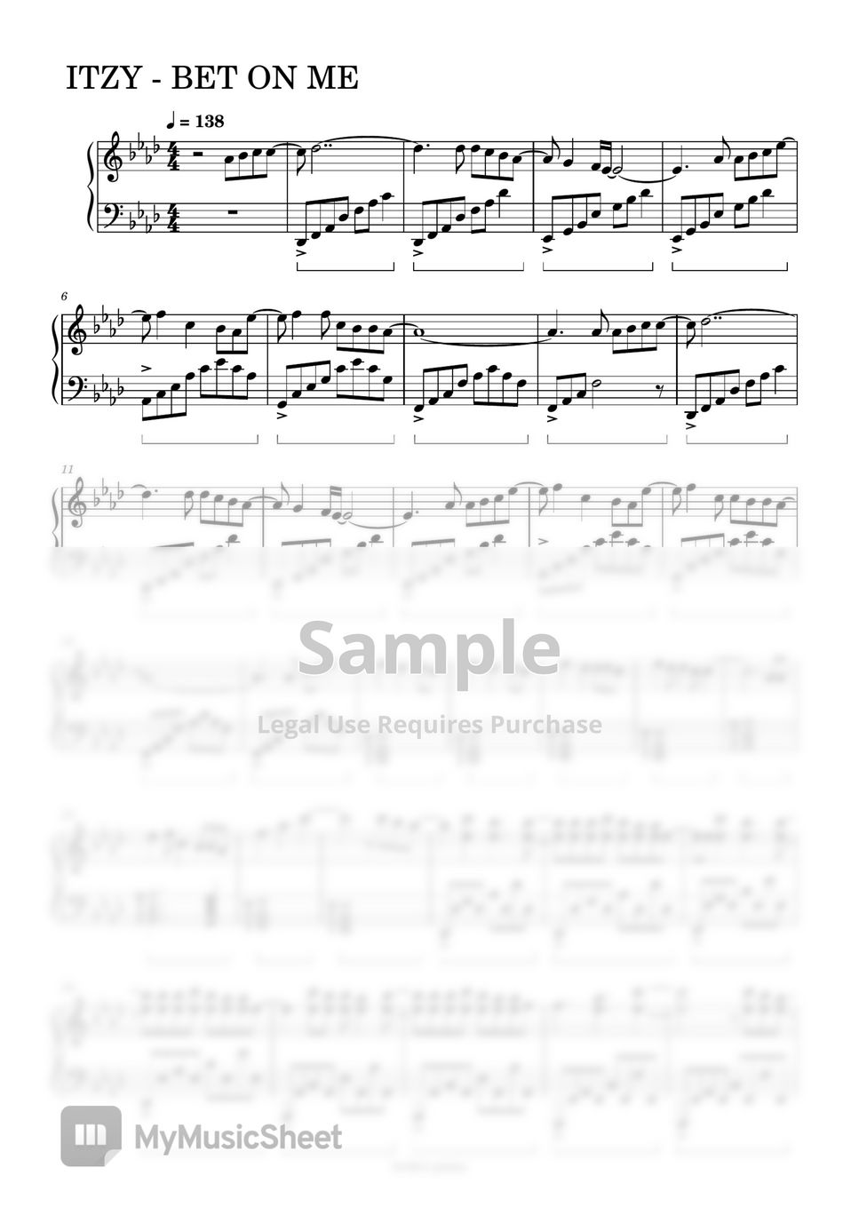  itzy bet on me sheets by bvibvi piano