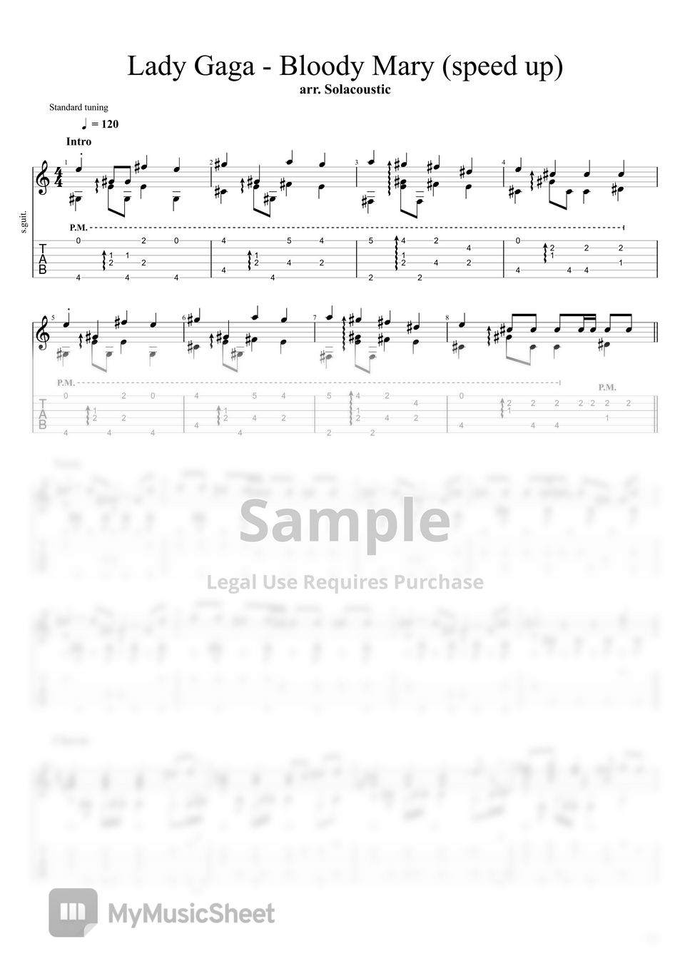 Lady Gaga Bloody Mary Partitura by Solacoustic