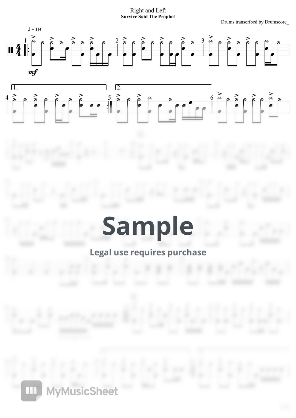 Survive said the prophet right and left sheets by drumscore 