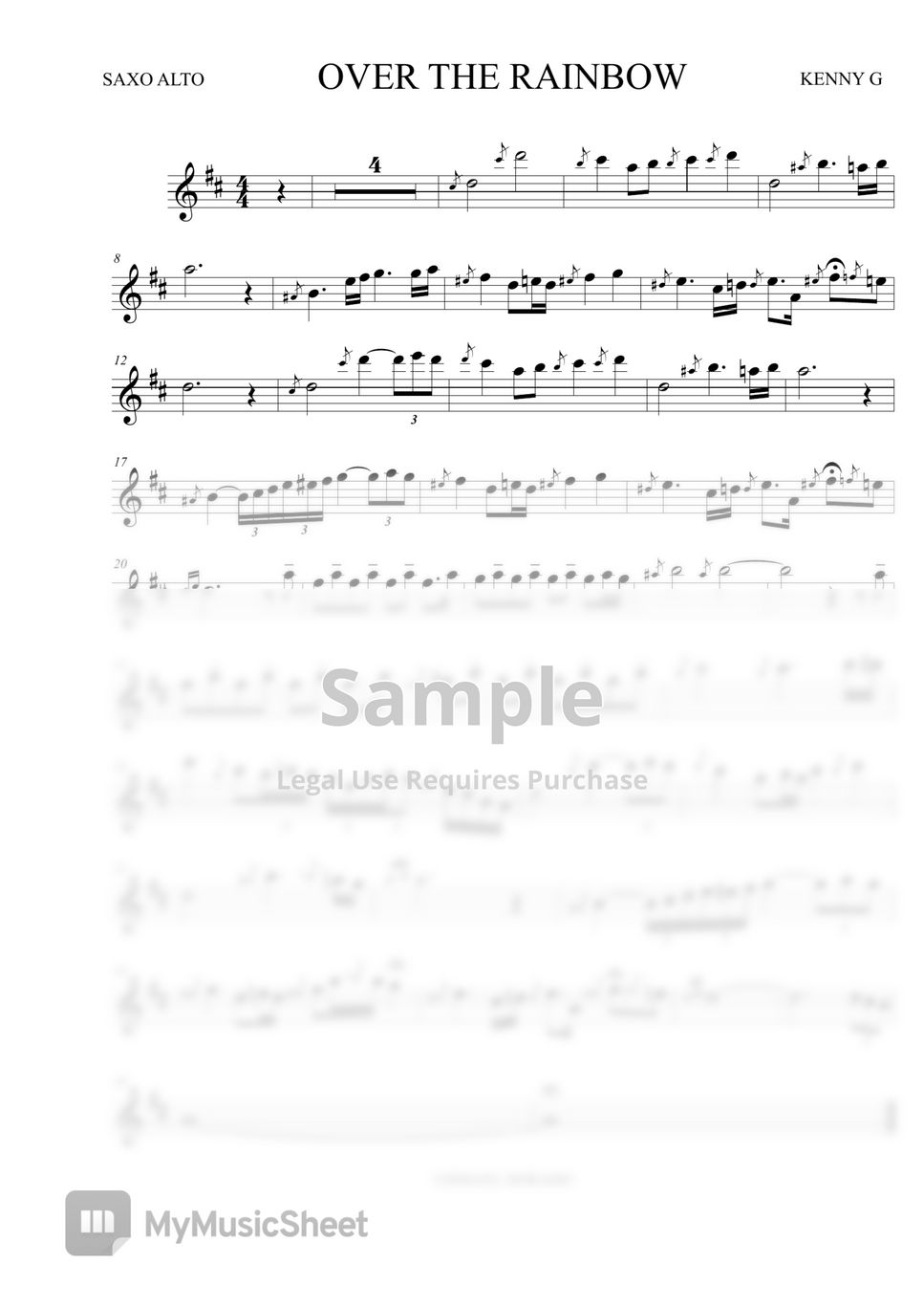 Over the Rainbow Kenny G (Alto Sax) Sheet by Ismael Dorado