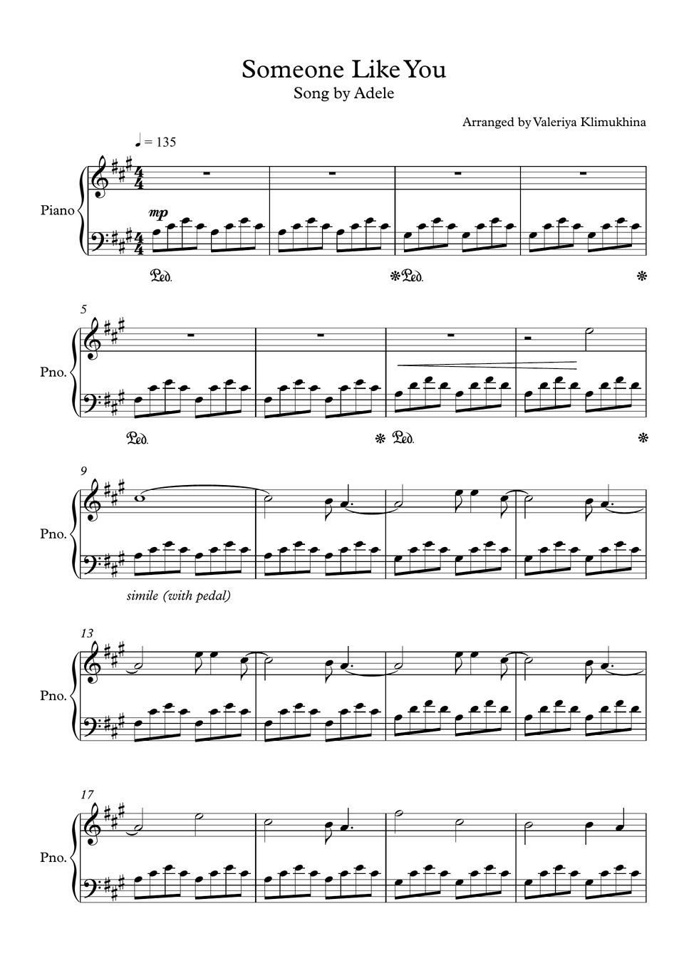 Adele Someone Like You Early Intermediate (for Piano Solo) Sheet