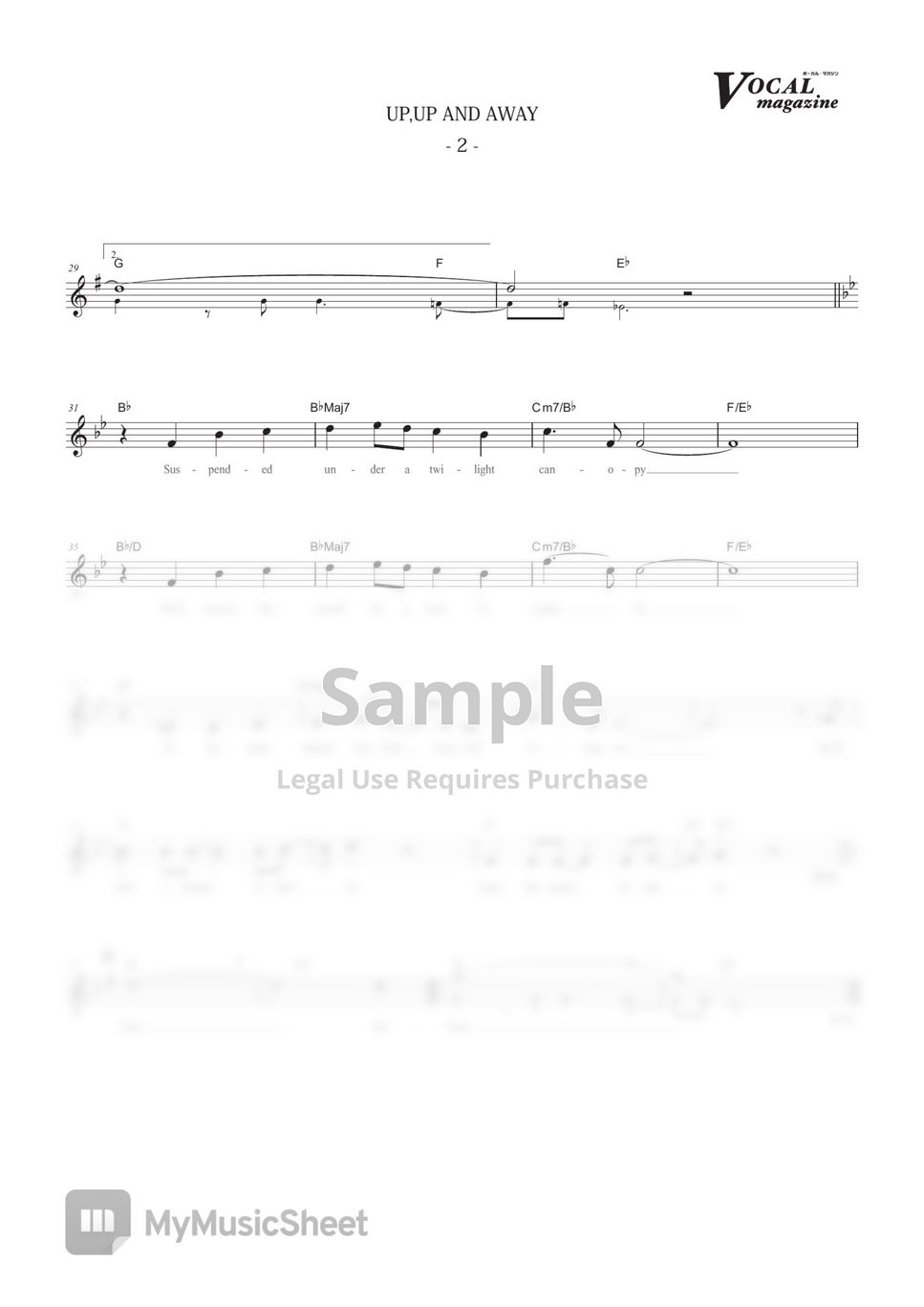 The 5th dimension up up and away vocal magazine sheets by far east