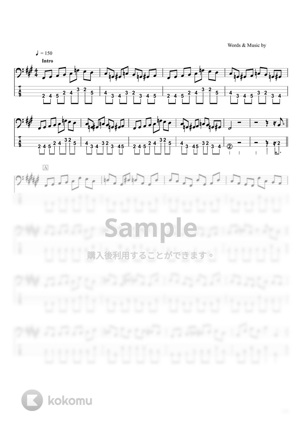 Official髭男dism - ミックスナッツ (ベースTAB譜☆4弦ベース対応) by swbass