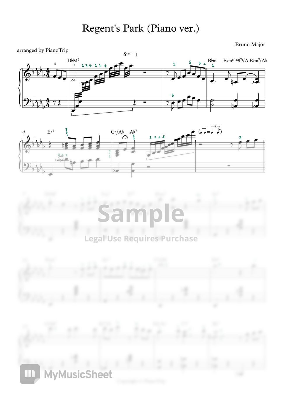 Bruno Major - Regent's Park (Piano ver.) by PianoTrip