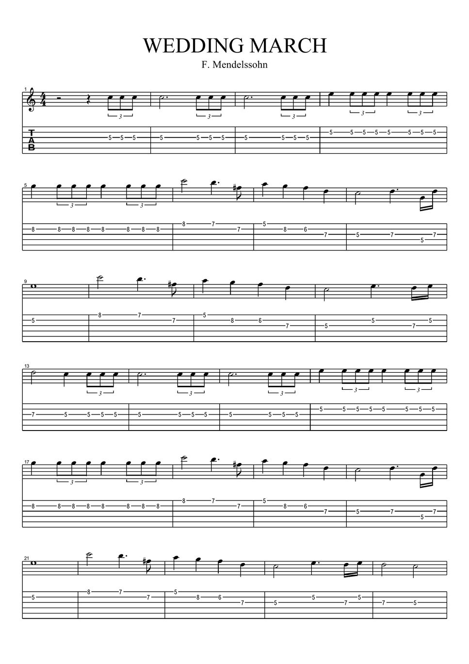Felix mendelssohn wedding march mendelssohn sheets by marco vitali